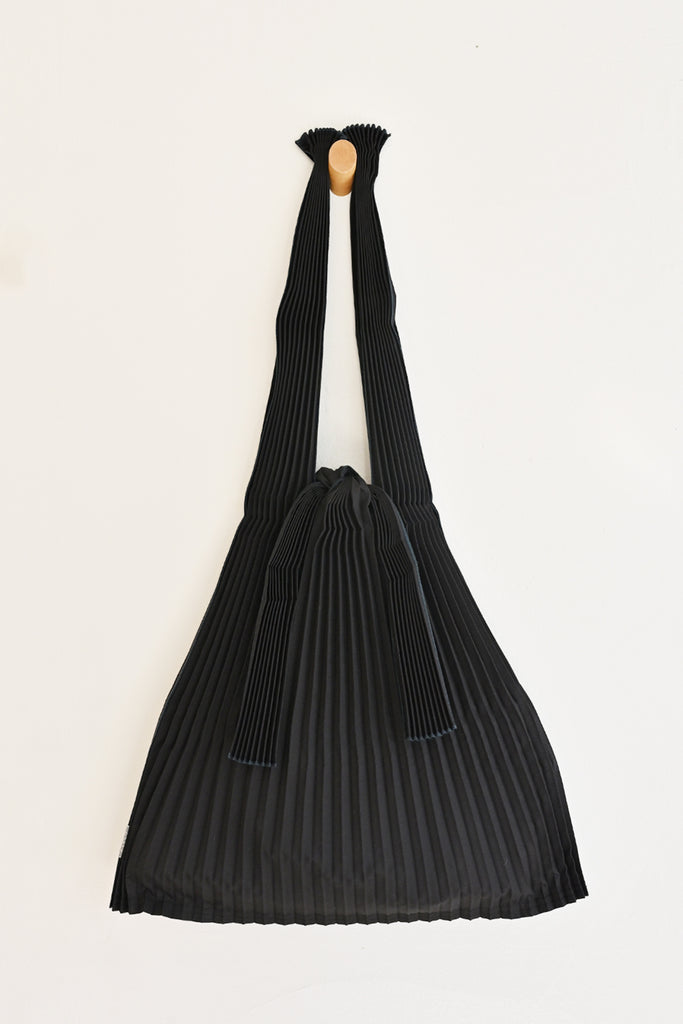 Large Pleated Tote Bag - Black