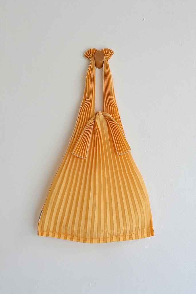 Small Pleated Tote Bag - Mustard Yellow