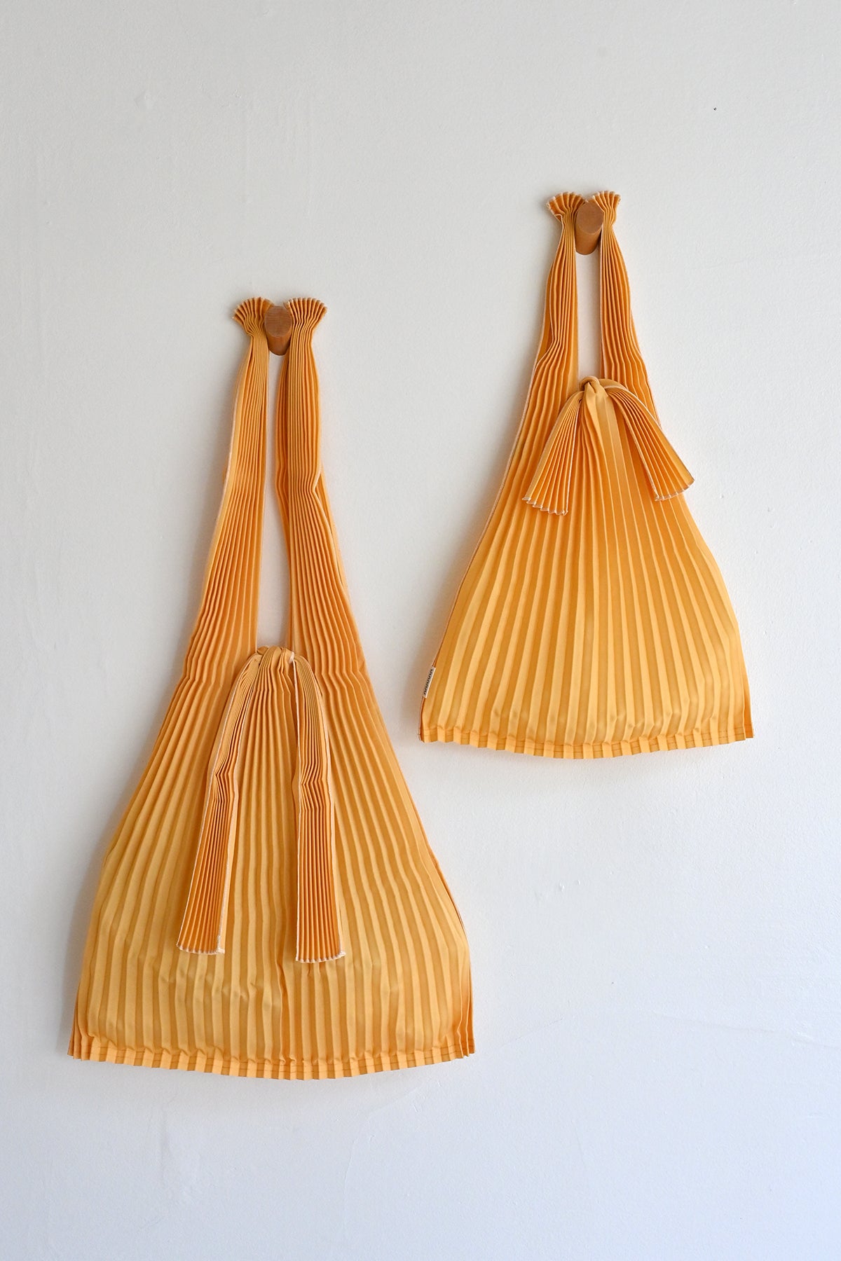 Small Pleated Tote Bag - Mustard Yellow