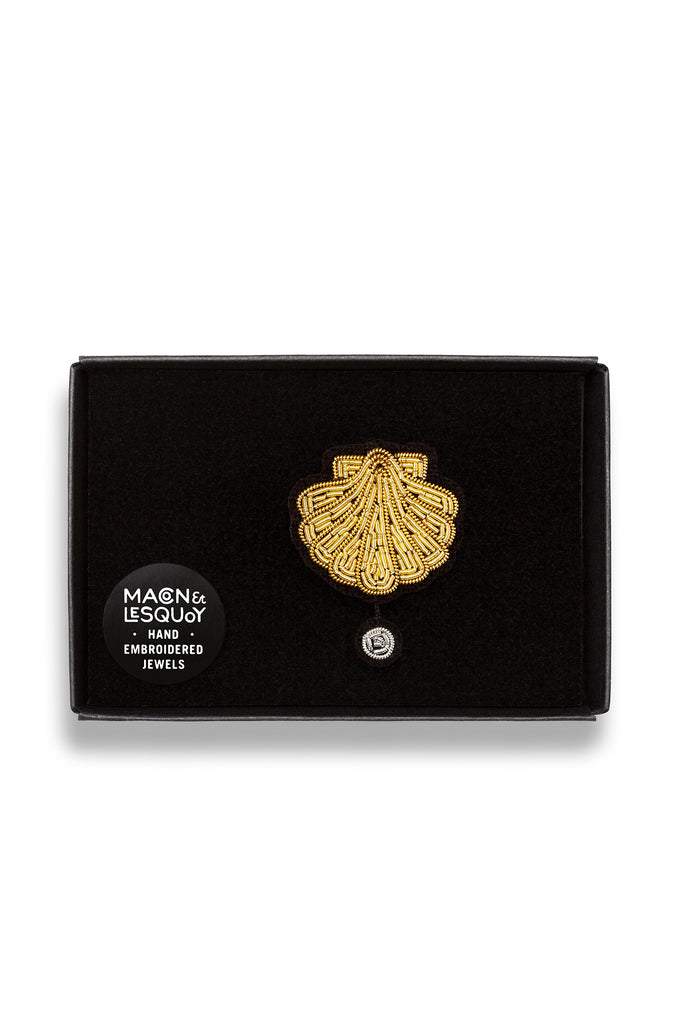 Scallop + Pearl Brooch