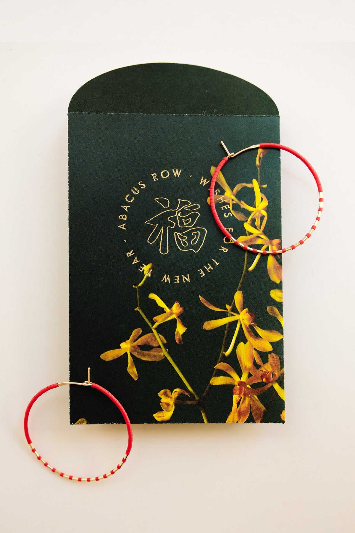 Red Joy Luck Hoop Earrings - Year of the Ox Collection by Abacus Row