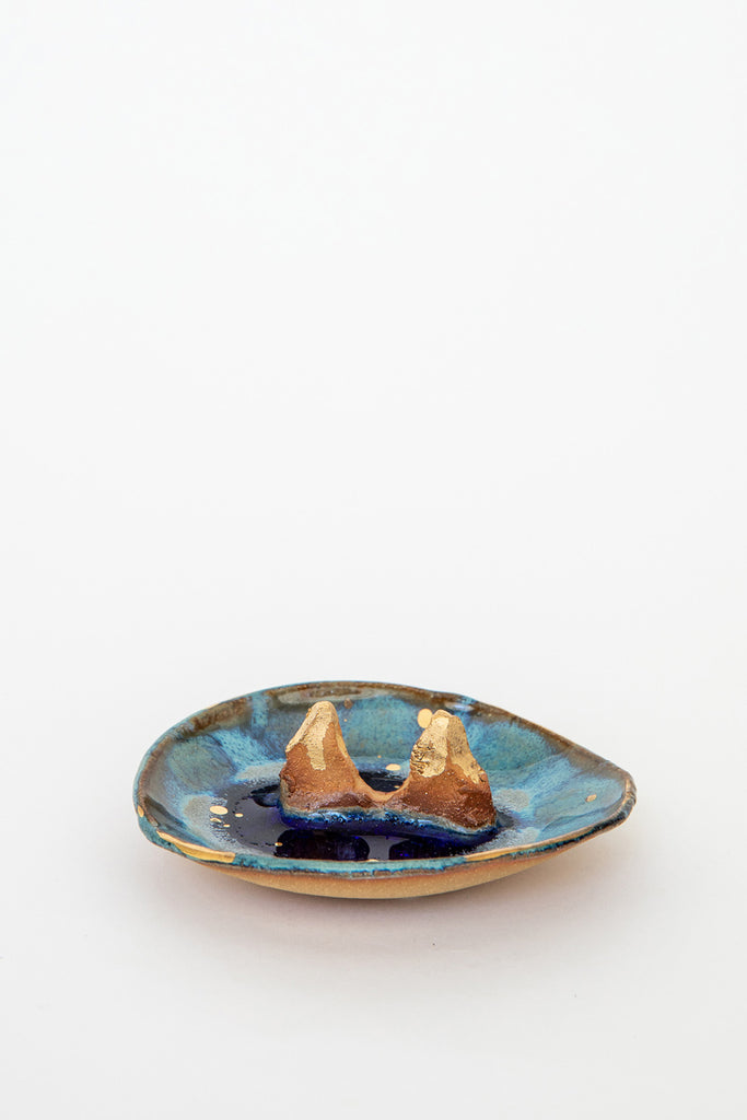 Waterfall with Gold Iceland Mountain Dish by Minh Singer at Abacus Row