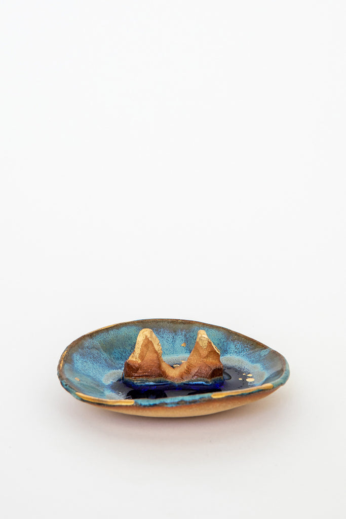 Waterfall with Gold Iceland Mountain Dish by Minh Singer at Abacus Row