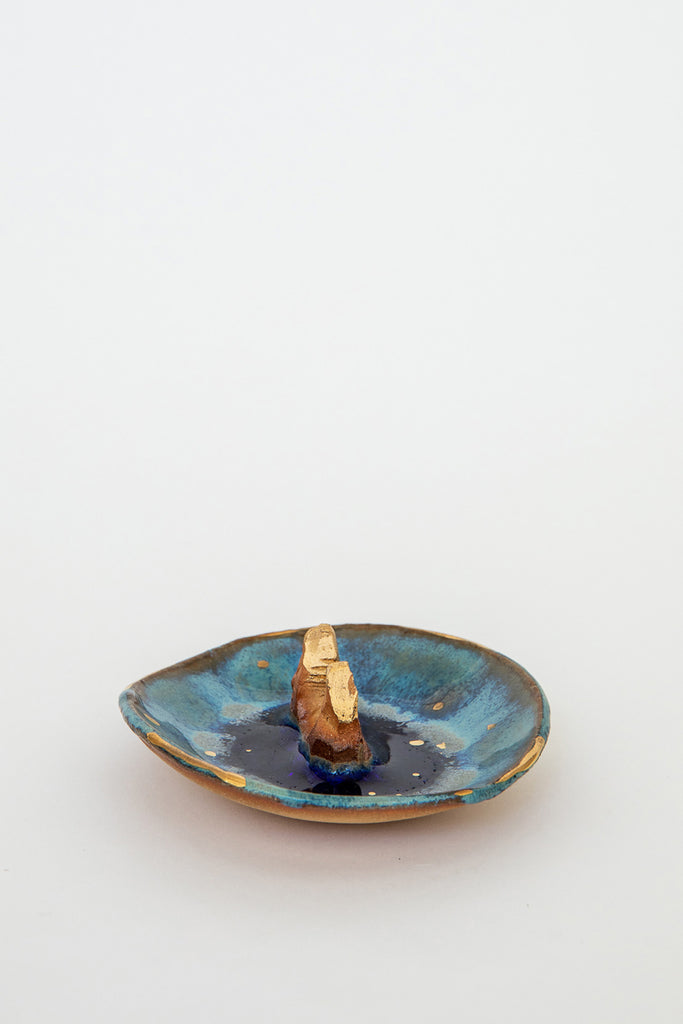 Waterfall with Gold Iceland Mountain Dish by Minh Singer at Abacus Row