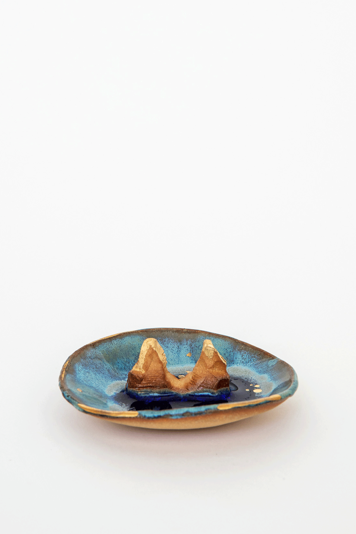 Waterfall with Gold Iceland Mountain Dish by Minh Singer at Abacus Row