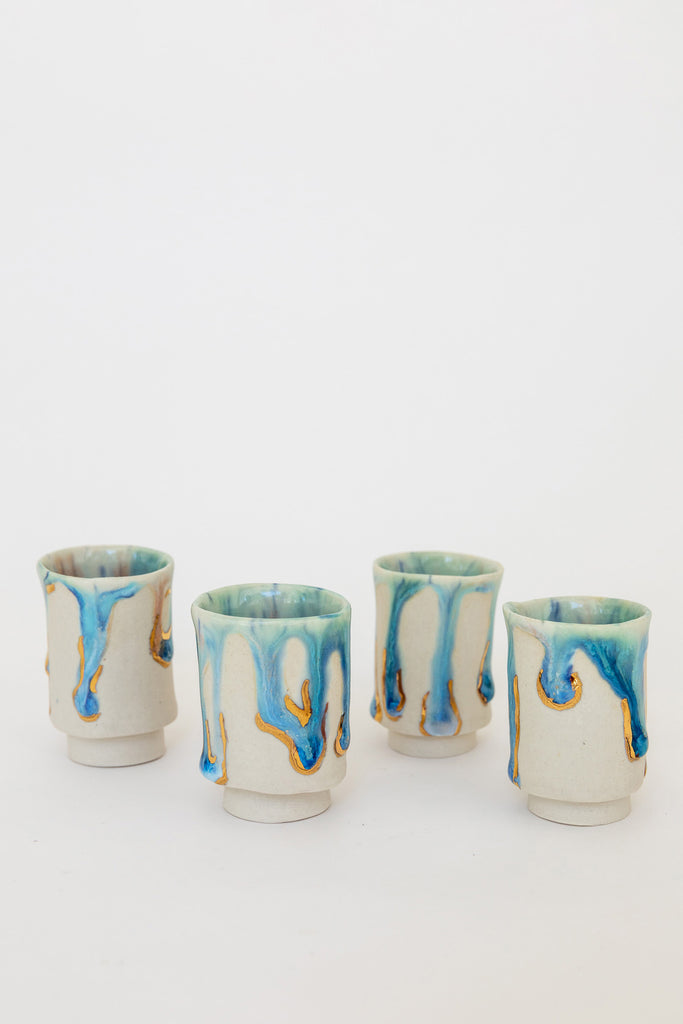 Zephyr Shot Glasses with Gold by Minh Singer at Abacus Row Handmade Jewelry