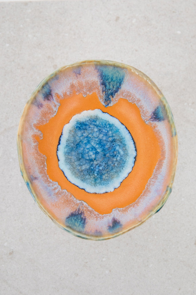 Small Tangerine Dream Iceland Pedestal Bowl by Minh Singer at Abacus Row
