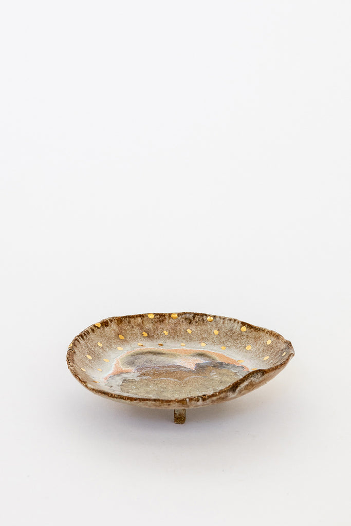 Small Northern Lights with Gold Iceland Footed Dish by Minh Singer at Abacus Row Handmade Jewelry