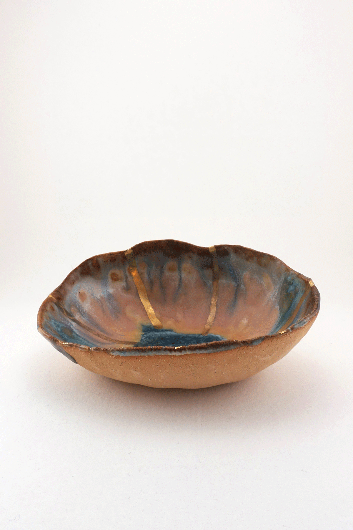 Extra Small Iceland Dish Blue Lagoon Radiating Gold by Minh Singer