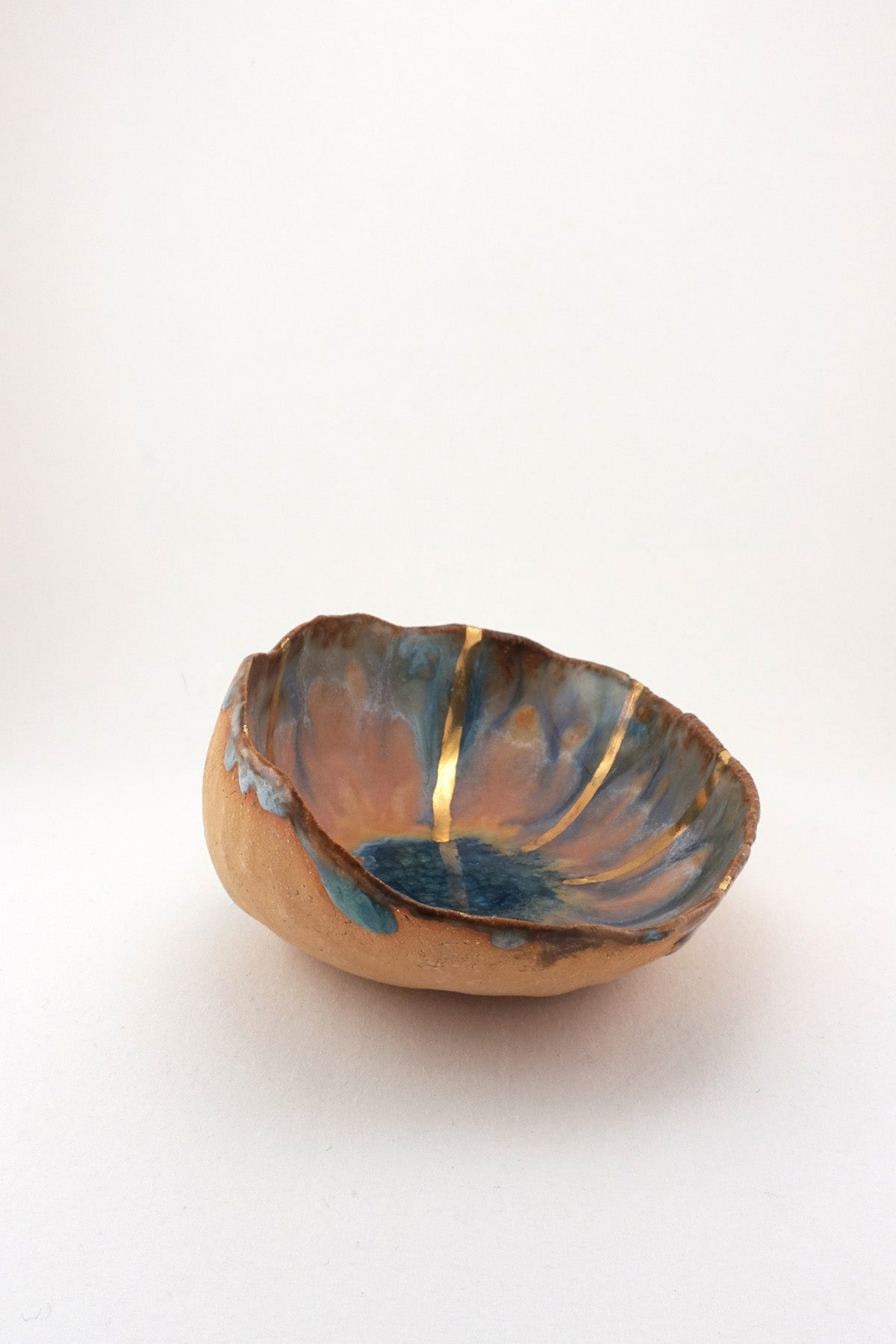 Extra Small Iceland Dish Blue Lagoon Radiating Gold by Minh Singer