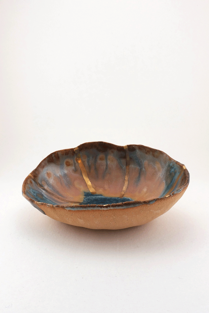 Extra Small Iceland Dish Blue Lagoon Radiating Gold by Minh Singer
