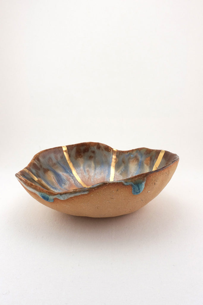 Extra Small Iceland Dish Blue Lagoon Radiating Gold by Minh Singer