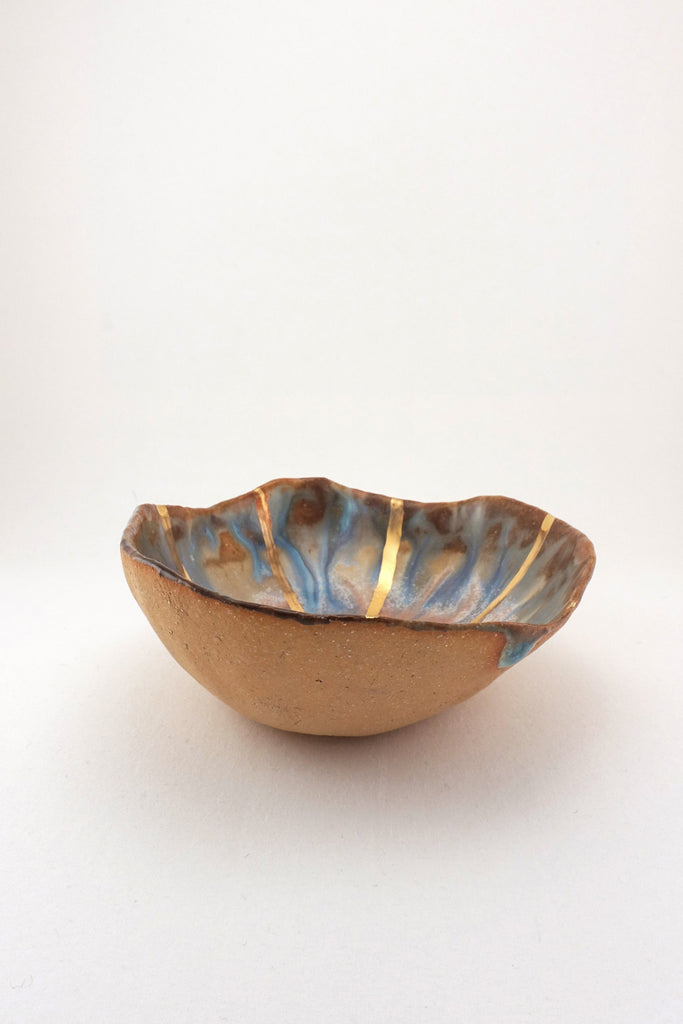 Extra Small Iceland Dish Blue Lagoon Radiating Gold by Minh Singer