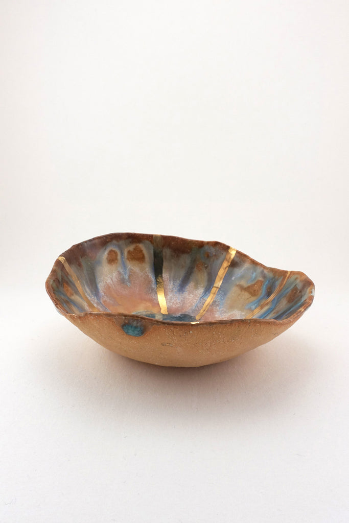 Extra Small Iceland Dish Blue Lagoon Radiating Gold by Minh Singer