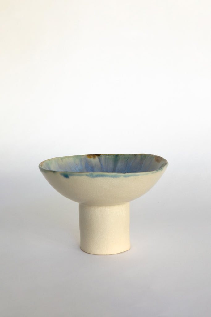 Large Blue Lagoon Pedestal Bowl by Minh Singer at Abacus Row