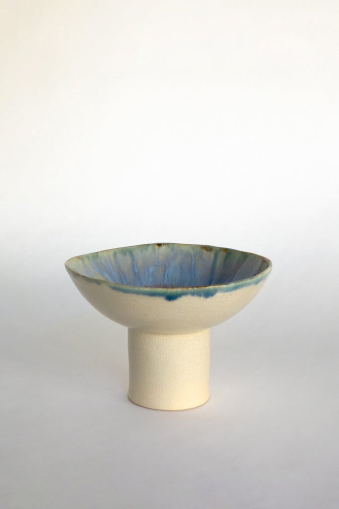 Large Blue Lagoon Pedestal Bowl by Minh Singer at Abacus Row