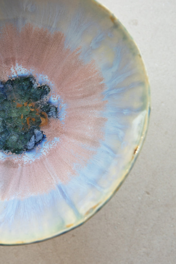 Large Blue Lagoon Pedestal Bowl by Minh Singer at Abacus Row