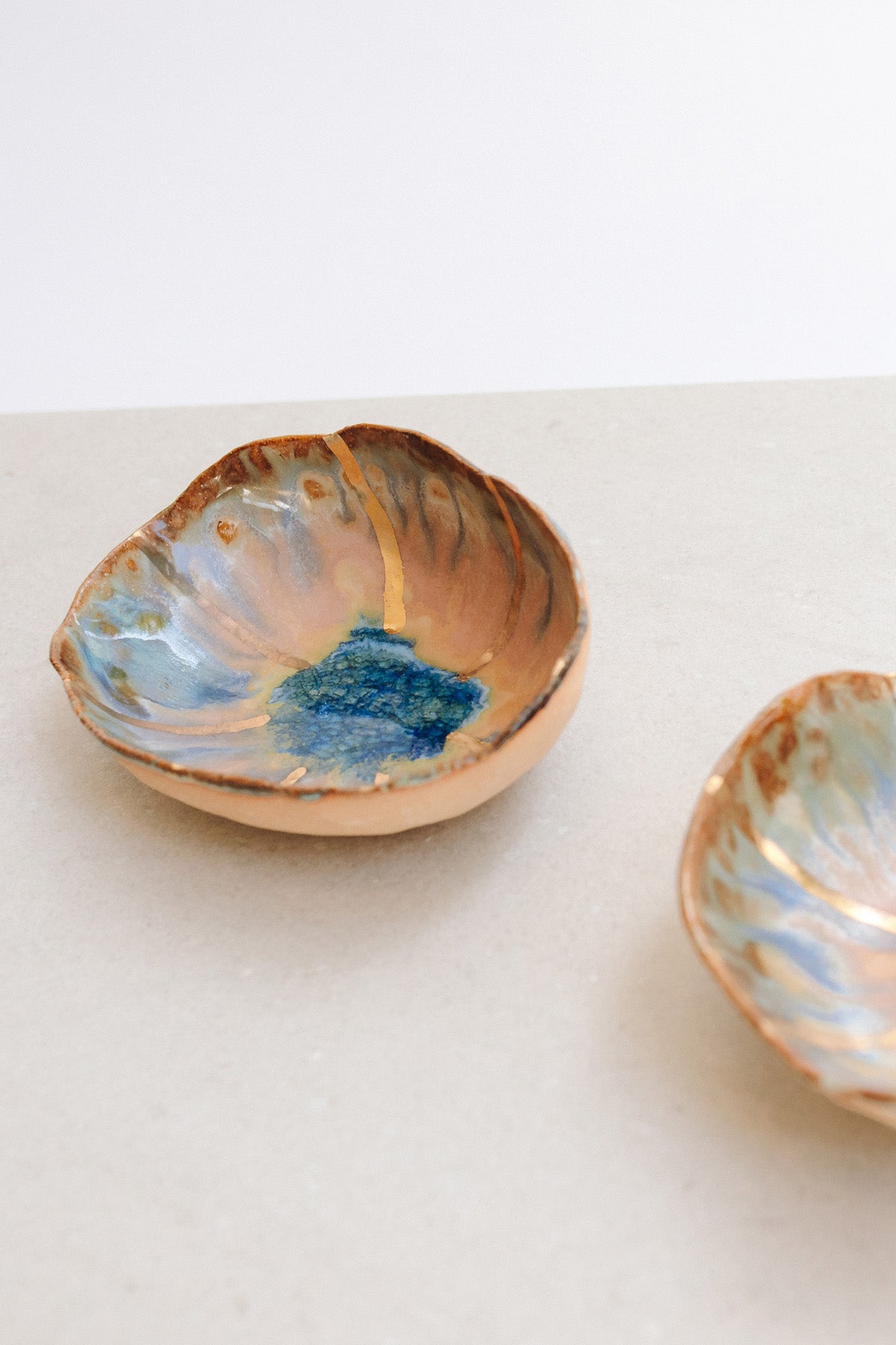 Extra Small Iceland Dish Blue Lagoon Radiating Gold by Minh Singer