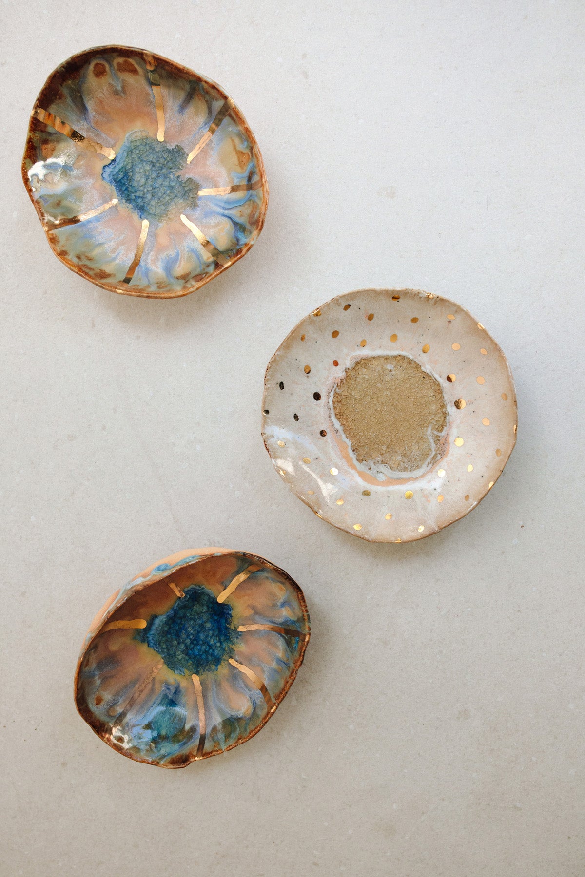 Extra Small Iceland Dish Blue Lagoon Radiating Gold by Minh Singer