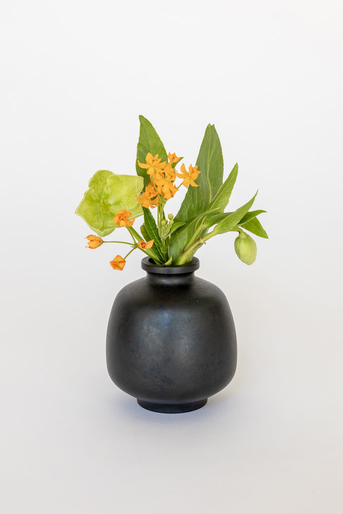 Blackish Brown Hana Mitsubo with flowers by Nousaku at Abacus Row