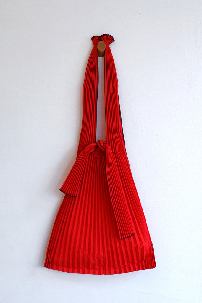 Large Pleated Tote Bag - Red