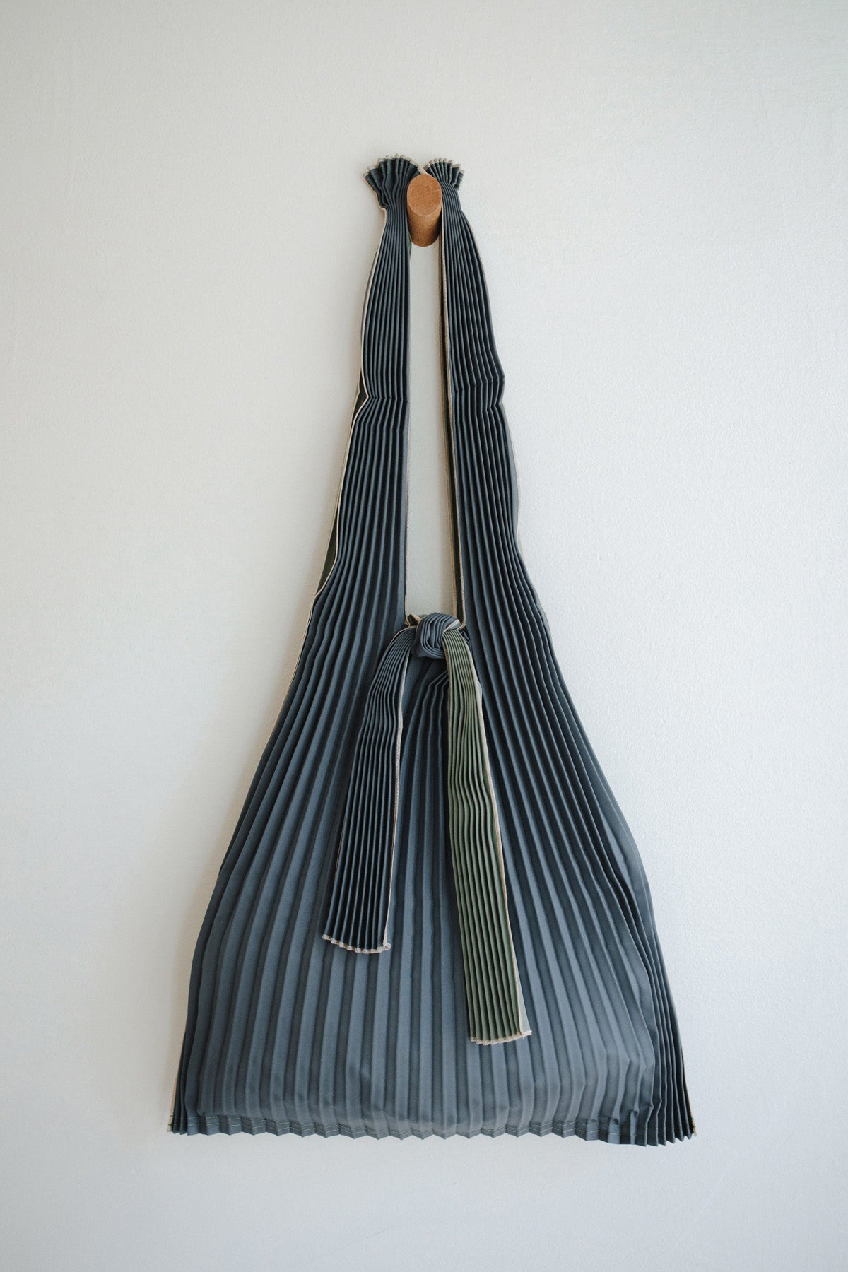 Large Khaki Lead Pleated Pleco Tote Bag by KNA Plus at Abacus Row