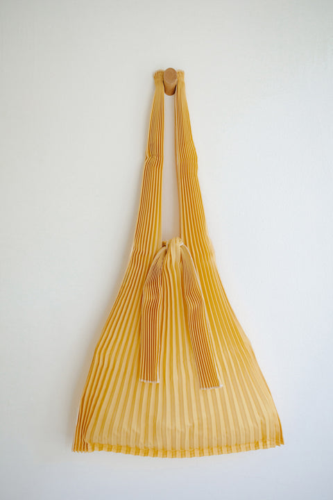 Large Mustard Yellow Pleated Pleco Tote Bag by KNA Plus at Handmade Jewelry