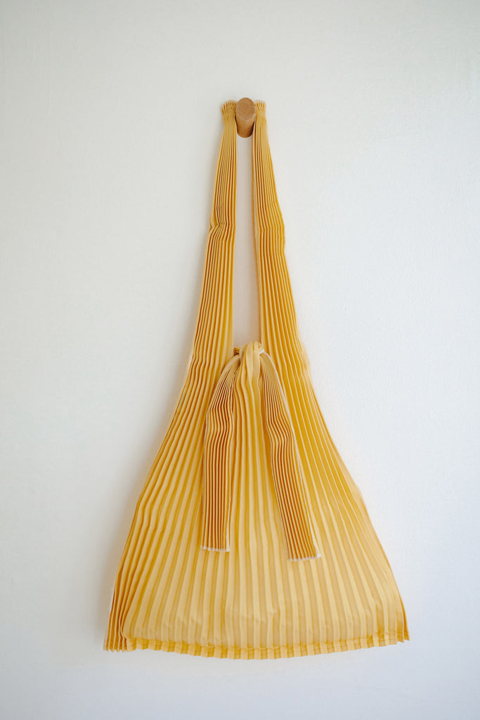 Large Pleated Pleco Tote Bag by KNA Plus - Mustard Yellow