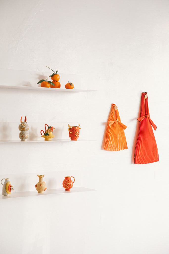 Mini Pleated Tote Bag - Orange