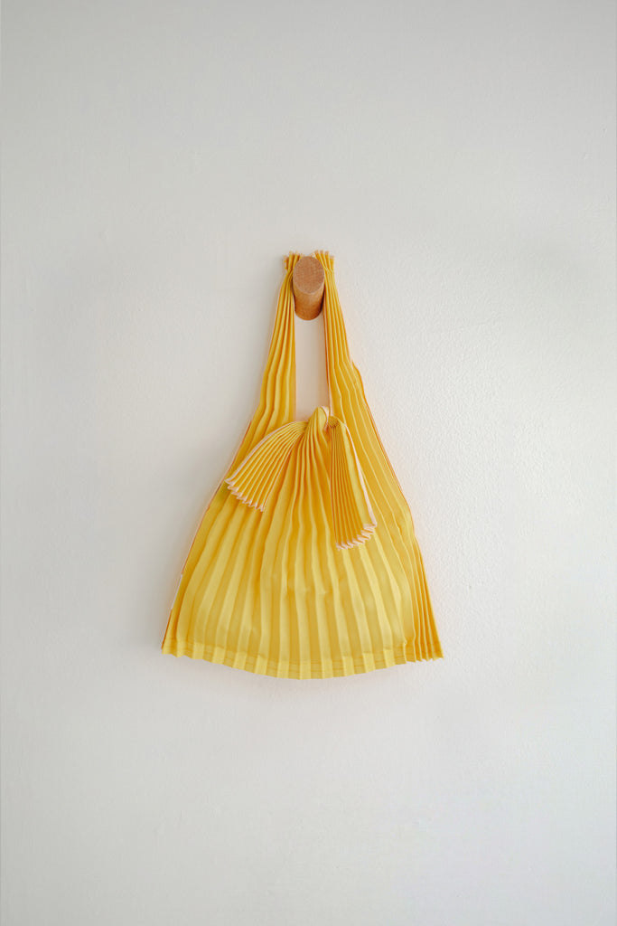 Mini Yellow Pleated Pleco Tote Bag by KNA Plus at Abacus Row