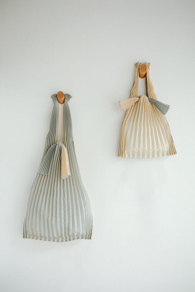 Small and Mini Pleated Pleco Tote Bags by KNA Plus at Abacus Row Handmade Jewerly