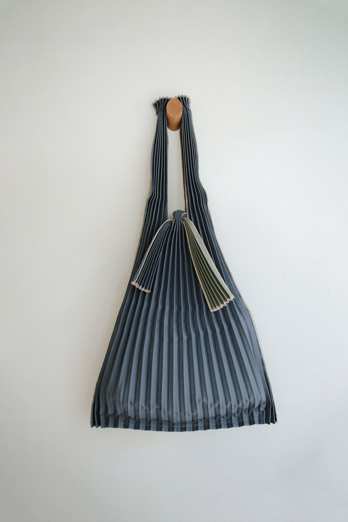 Small Khaki Lead Pleated Pleco Tote Bag by KNA Plus at Abacus Row