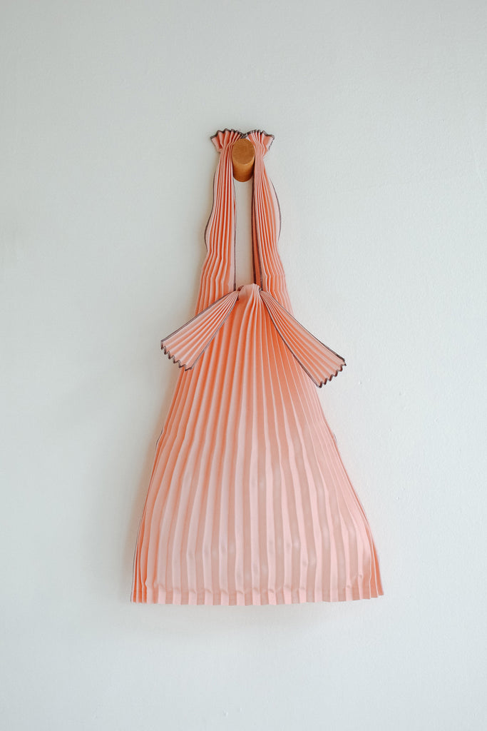 Small Pink Pleated Pleco Tote Bag by KNA Plus at Abacus Row Handmade Jewerly
