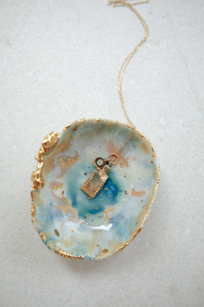 Cove Necklace with Gold Tag + Sea Stud Pendants