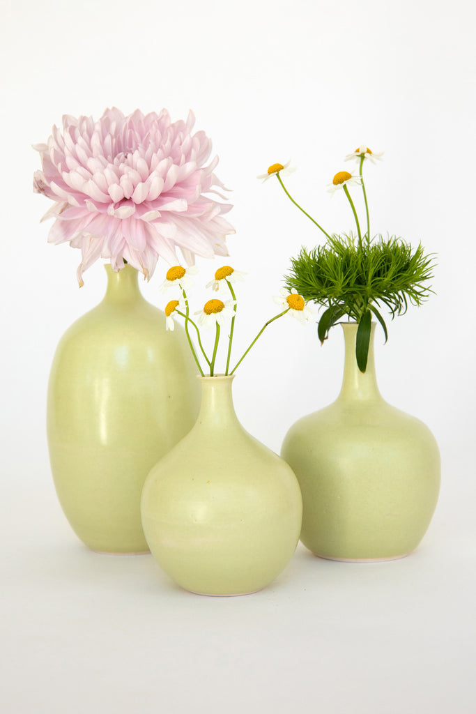 Flowers in Avocado Bottle Bud Vases by Vy Voi at Abacus Row